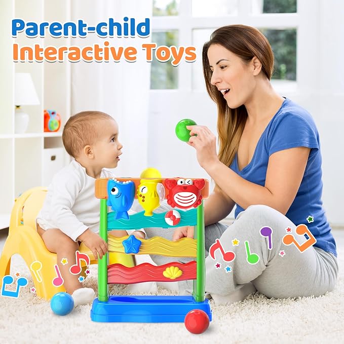 Toys for 1 2 Years Old, Interactive Feeding Toy with Music, Montessori Toys for Boy Girl, Musical Cause and Effect Game for 12-18 Months, Christmas Birthday Gifts for Baby Toddlers Age 1-2