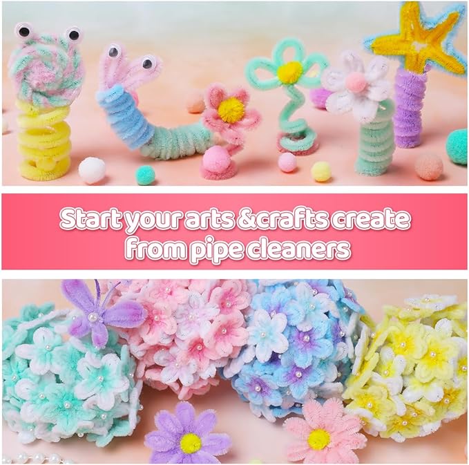 IOOLEEM Pipe Cleaners, 200pcs Light Green, Flower Making Arts and Craft Supplies, Ideas for Art Project Activity.