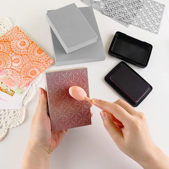 BAOFALI 8 Pcs Stamping Foam Grey Moldable Foam with Acrylic Stamp Block Stamps Plastic Pad Cut and Dry Foam Stamping Foam Block for Sculpture, Modeling, DIY Arts and Handicrafts Projects