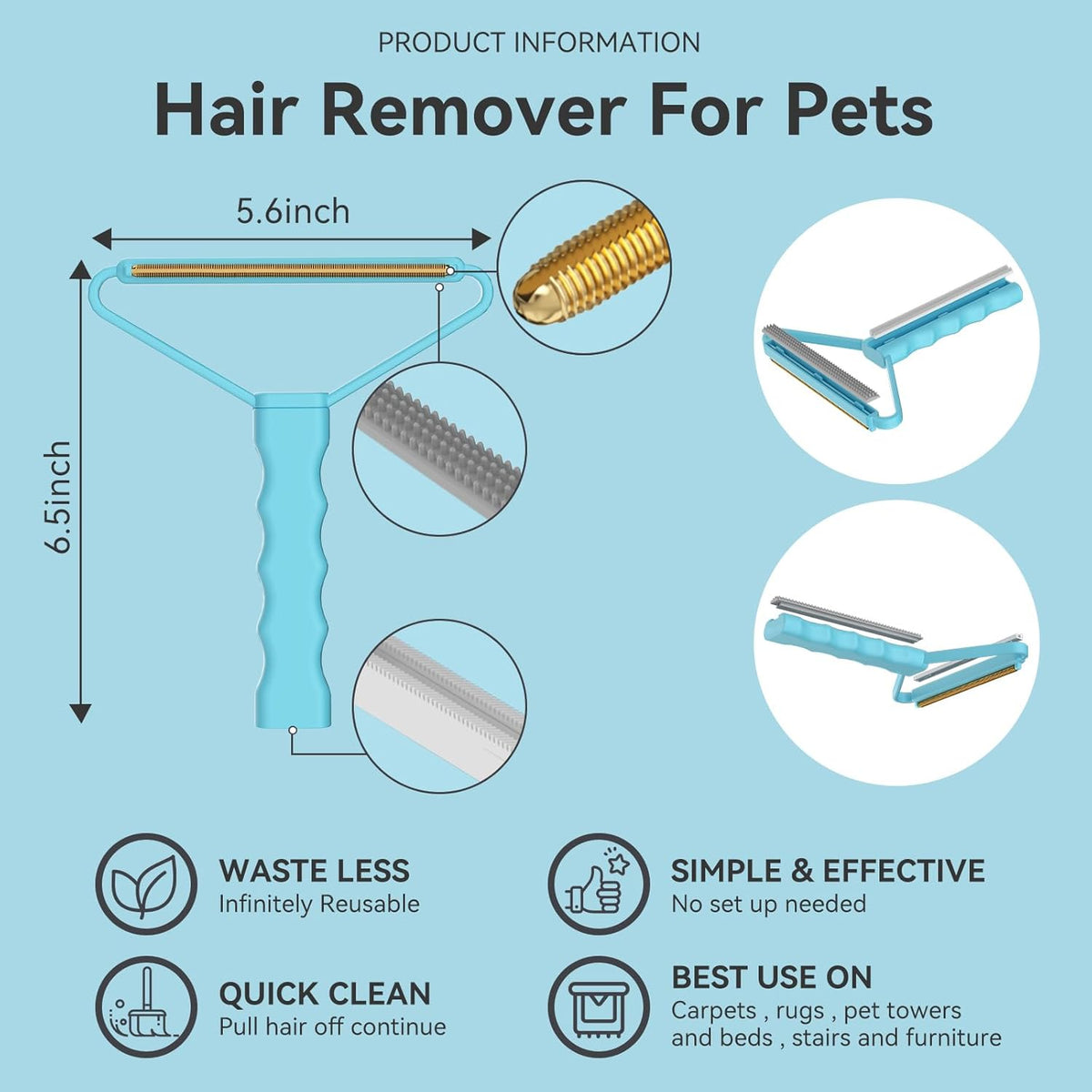 Carpet Rake,Lint Remover,Carpet Rake for Pet Hair Removal,Lint Brush,Lint Shaver for Carpets, Car Mat,Couch,Pet Bed,Furniture & Rug(3-Pack)
