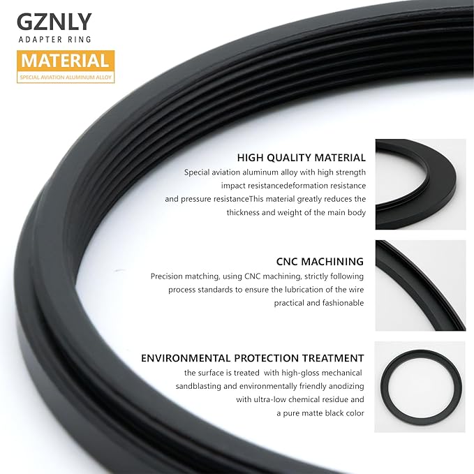 62mm to 67mm Step-up Adapter Rings Filter Adapter Black Metal Step Down Filter Ring Adapter Compatible with All Brand UV CPL ND Camera Lens Filter Stepping Rings (62mm-67mm)
