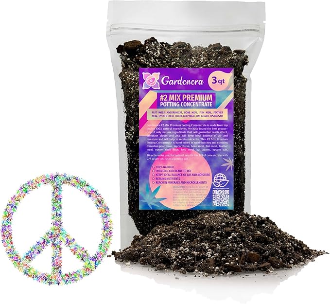 Gardenera Premium Organic #1 Potting Soil Mix - Ideal Nutrient Blend for Robust, High-Yield, and Beautifully Blooming Outdoor Guerrilla Growing Plants - 3 Quart