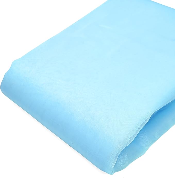 Organza Fabric 10 Yard Bridal Solid Sheer Bolt for Home Décor, Table Décor, Bridal, Fashion, Crafts, Decorations Silky Shiny Organza 44" - (10 Yard, Baby Blue)