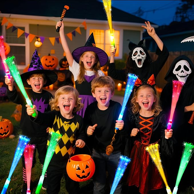 OceanWings Glow Fiber Optic Wands,Halloween Glow Sticks Bulk Party Pack,Glow in the dark Party Supplies Favor Flashing Light Up Sticks for Birthday Holiday Party Wedding Halloween Christmas(72)
