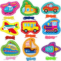 9 Pieces Kids Lacing Cards, Double Sided Vehicle Sewing Cards with 9 Colorful Laces, Imagination Development Lacing Toys Games for Children Educational and Learning Activity