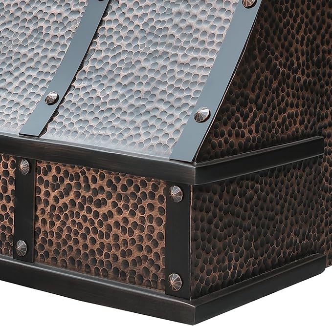 CT Copper Tailor Sloped Copper Vent Hood Island Mount,48'' W,36''H, 1150 CFM Exhaust Fan,Stainless Steel Vent,LED Light,Dishwasher-Safe Baffle Filters,VH8TR1