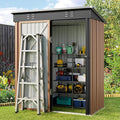 Gizoon 5' x 3' Outdoor Storage Shed with Singe Lockable Door,Galvanized Metal Shed with Air Vent Suitable for The Garden,Tiny House Storage Sheds Outdoor for Backyard Patio Lawn-Brown