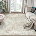 6x9 Area Rugs for Living Room Rug Washable: Modern Rug for Dining Room Bedroom Carpet Non Slip Low Pile 6 by 9 Indoor Abstract Nursery Home Office Beige