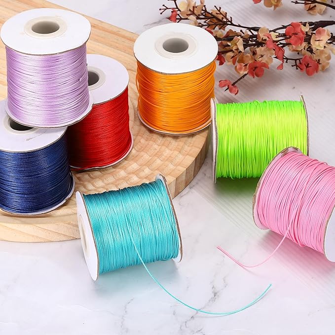MECCANIXITY Waxed Cord 0.5mm Waxed Polyester Cord 175 Yard Wax String for Bracelet Making, Necklaces, Beading, Jewelry Making and DIY Crafts(Watermelon Red)