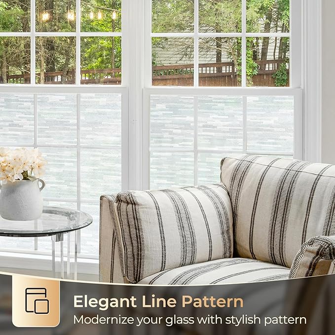 rabbitgoo Window Privacy Film, Frosted Glass Window Film Static Cling Covering, Non Adhesive Privacy Clings Vinyl, Removable Frosting Sticker for Home Decoration, White, 17.5 x 118.1 Inches