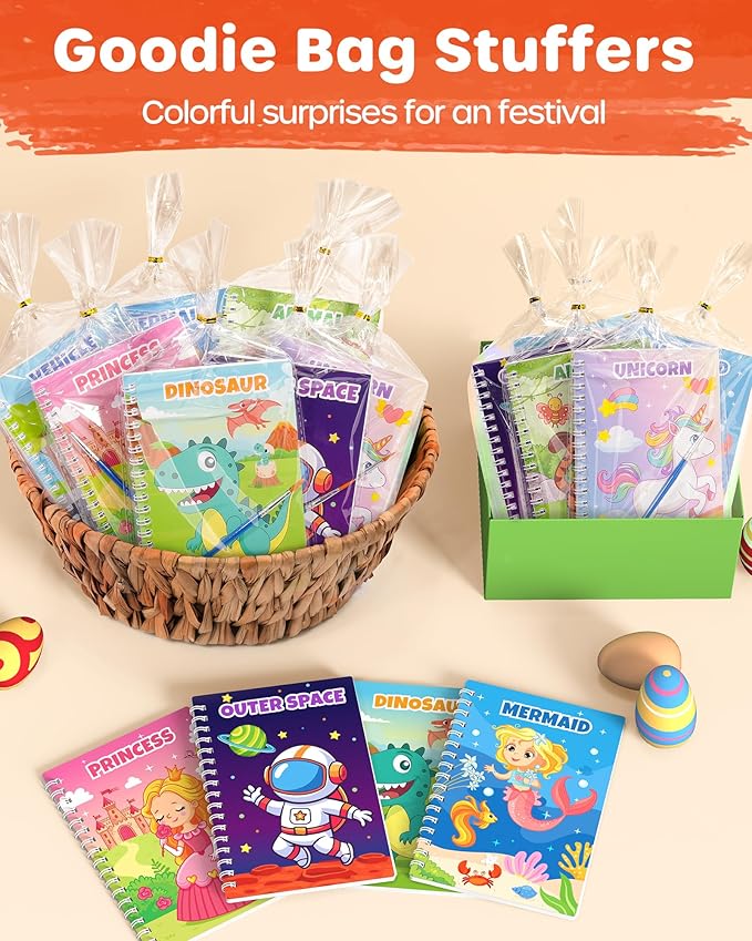 D-FantiX 24 Pack Paint with Water Coloring Books for Kids Ages 4-8-12, Birthday Party Favors Bulk Gifts Goodie Bag Stuffers, Arts and Crafts Classroom Prizes Rewards, Back to School Gifts for Students