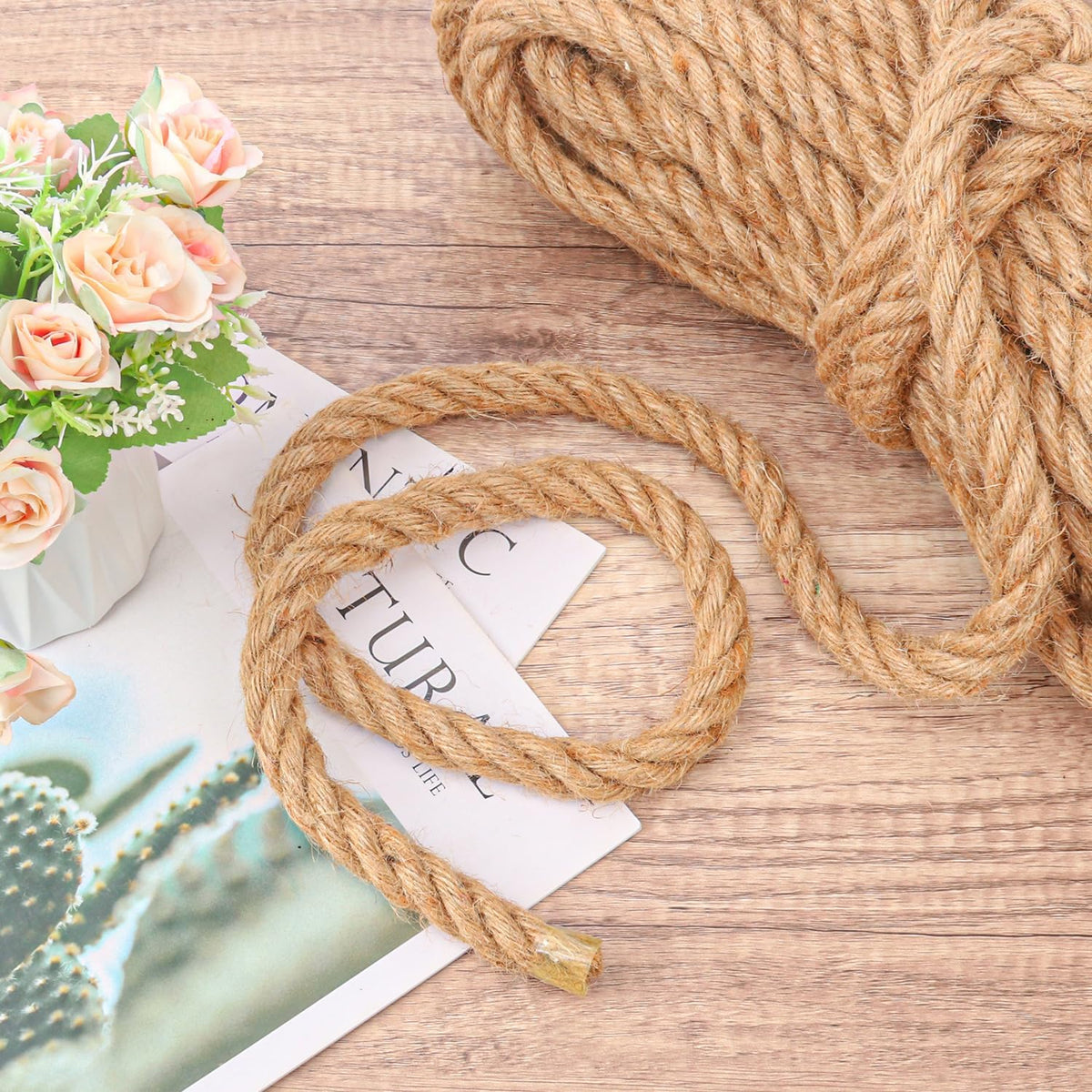 3/4 inch Hemp Rope, 82 Feet Twisted Manila Rope for Scratching Posts, Camping, Garden, Crafts, DIY Projects