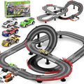 2 in 1 Slot Car Race Track Sets with 4 Slot Cars, 1:43 Electric Car Track for Boys, Dual Racing Game Lap Counter Circular Slope Track Sets, Birthday Gifts Toys for Boys Kids Ages 6 7 8 9 10 11 12
