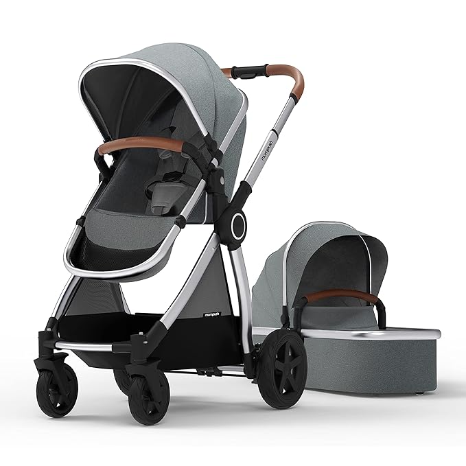 Mompush Ultimate 2 Baby Stroller for Infant and Toddler with Newborn Mode and Reversible Seat, All-Terrain Stroller with All-Wheel Suspension, Includes Car Seat Adapter and Large Storage Basket