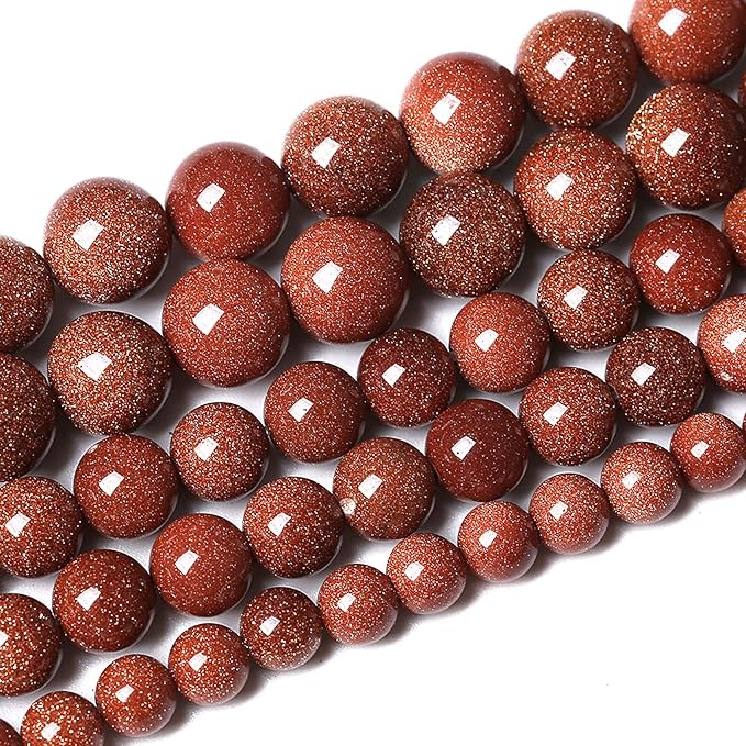 38pcs 10mm Natural Gold Sandstone Beads Gemstone Round Loose Beads for Jewelry Making DIY Bracelet Necklace 15“