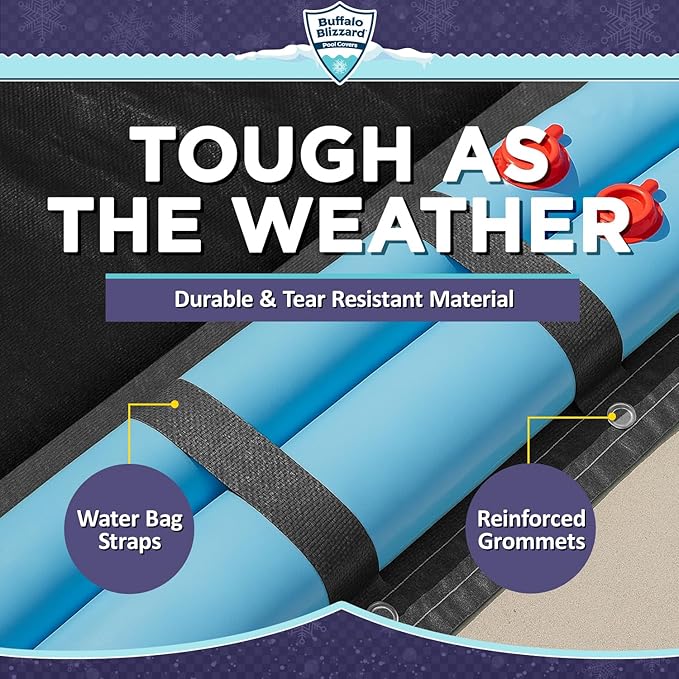 Buffalo Blizzard Economy 18 ft x 40 ft Rectangular Winter Pool Cover | Black/Blue | Closing Inground Swimming Pools | Easy to Install | Heavy Duty, Cold & UV Resistant | Shields from Seasonal Debris