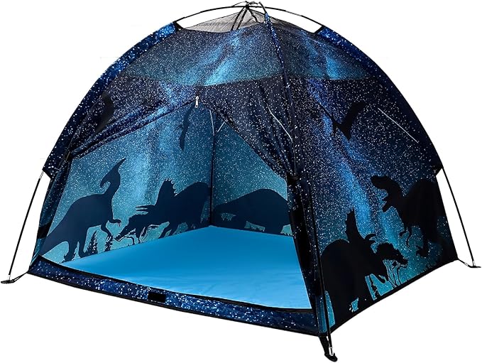 Kids Play Tent Lucky Castle Playhouse for Boys and Girls Easy Fun Dome Tent Camping Playground Pop Up Tent for Kids Indoor and Outdoor Imaginative Play Perfect Kid's Gift (Black Dinosaur)
