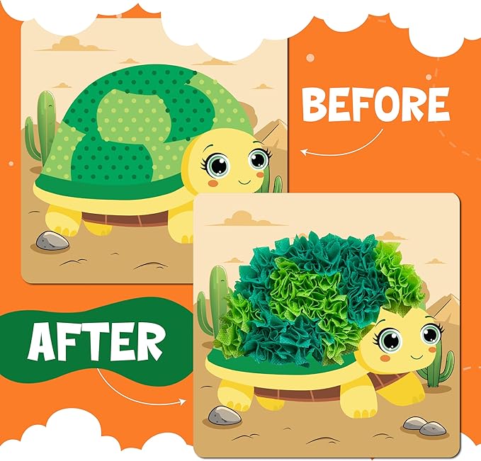 jackinthebox Poke Poke Art – Animals Theme, Mess-Free Fabric Art and Craft, Flower Pressing Kits, Gift for Kids, Girl Gifts, Boy Gift, Toys for Girls and Boys Ages 4 5 6 7 8