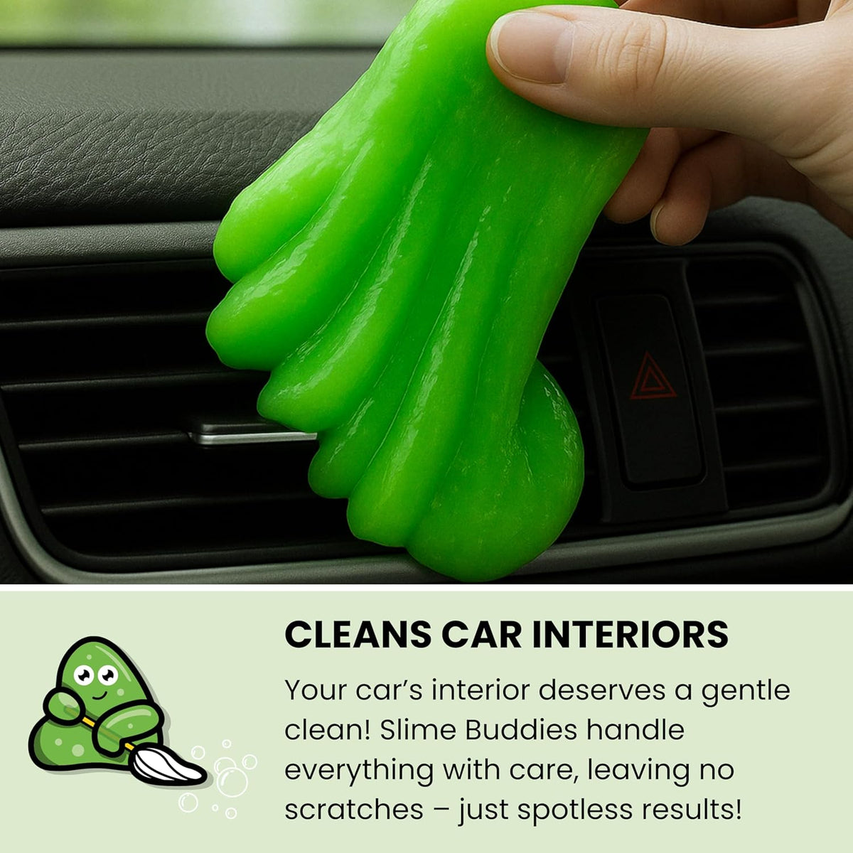 Slime Buddies Car Cleaning Gel Putty - Apple Scented Interior Detailing Tool for Cup Holders, Air Vents & Keyboard - Reusable Auto Detailing Accessories - Dust Remover Goop - Gifts for Men Women