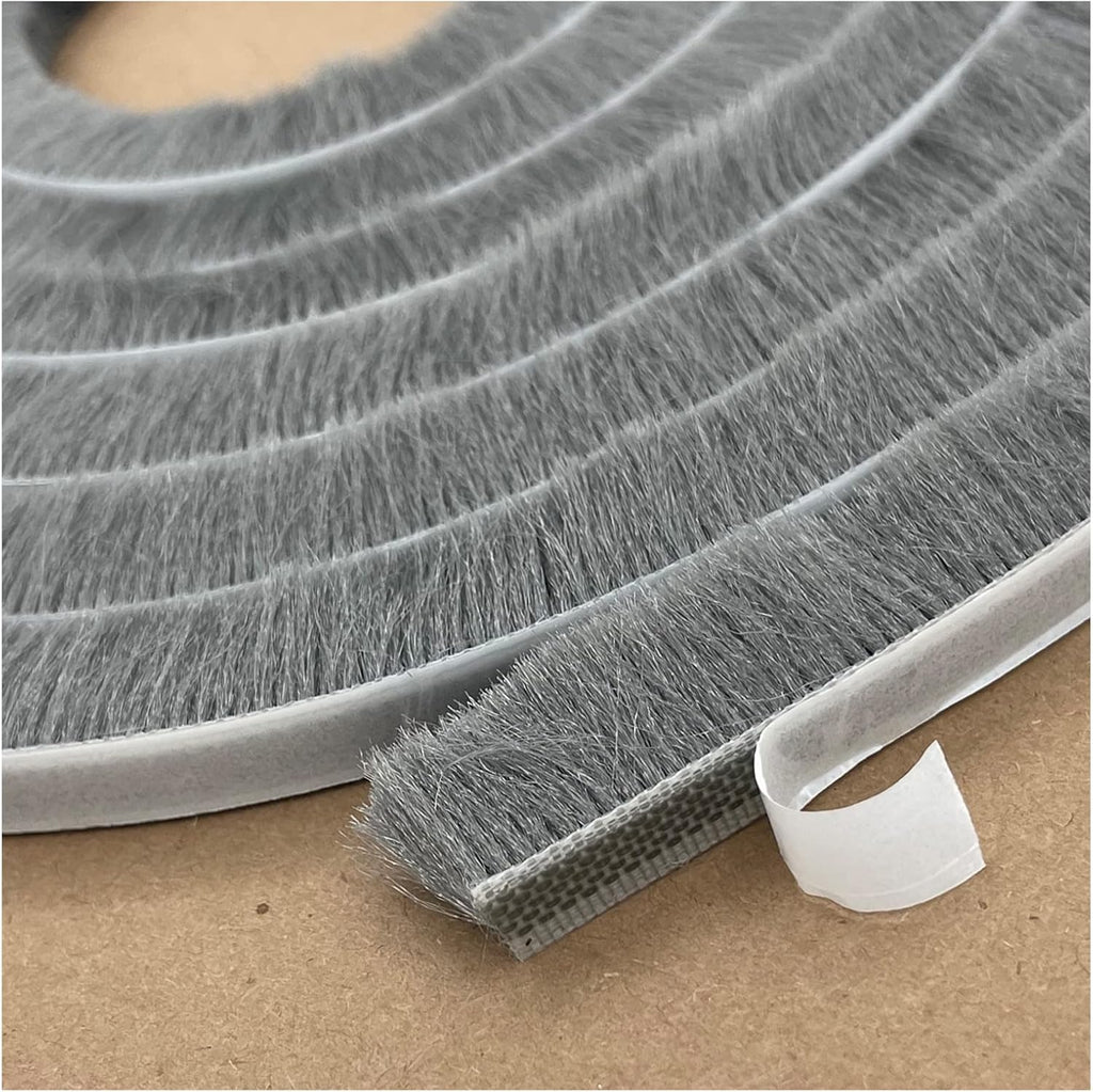 32ft Door Weather Stripping Door Seal Strip Brush for Sliding Windows/Doors Frame (32ft x11/32 Backing x 9/16 Brush inch, Black)