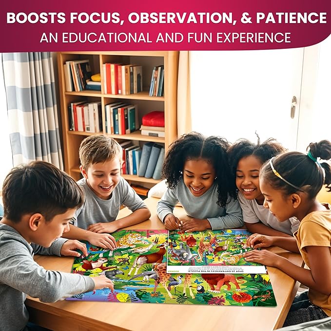 QUOKKA 100 Piece Puzzles for Kids Ages 8-10 – 3XSET Puzzles for Kids Ages 4-6 – Toy for Learning Wildlife Neighbors and Feathered Friends for 5-8 Year Old – Toddler Game Gift for Boy and Girl