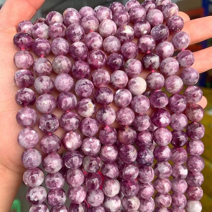 38PCS 10MM Natural Stone Purple Emerald Beads Round Loose Beads for Jewelry Making DIY Bracelet Necklace Accessories 15"