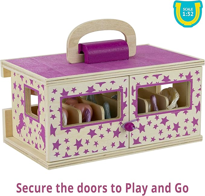 Breyer Unicorn Magic Wooden Carry Stable Playset with 6 Unicorns – Unicorn Gifts for Girls | Toys for Kids Ages 4–8 | Hand-Painted Horses in Carrying Case | Imaginative Play Set