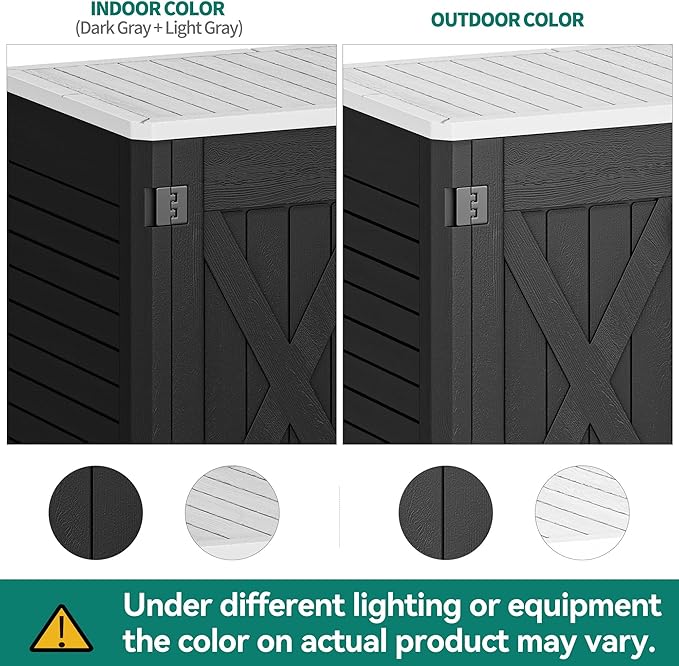 YITAHOME Outdoor Horizontal Storage Shed with X-Shaped Lockable Door, 35 Cu Ft Weather Resistant Resin Tool Shed w/o Shelf, Ideal for Bike, Trash Cans, Garden Tools, Lawn Mowers, Dark Gray