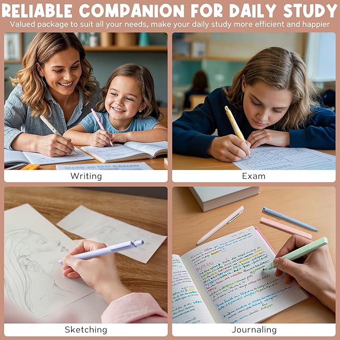 65PCS Aesthetic School Supplies with Cute Pencil Case, Pastel Highlighters Gel Pens Mechanical Pencils Set 0.5 0.7 & 2.0mm, Office Back to School Supplies College Essentials Kit Student Stationary Set