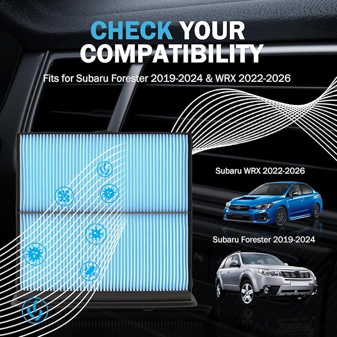 2PCS Cabin Air Filter Accessories Compatible with Subaru Forester 2.5L 2019-2024, WRX 2022-2025 2026 Cabin Filter Automotive Replacement for 72880-FL000
