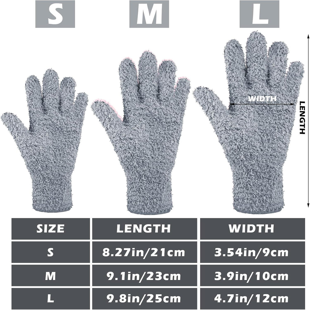 Patelai 3 Pairs Microfiber Plant Dusting Gloves Leaf Cleaning Gloves for Indoor Plants, Blinds, Furniture, House(Large,Dark Blue, Gray, Khaki)