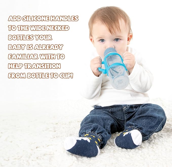 RTMOK Bottle Handles for Dr. Brown's Narrow Baby, Wide-Neck, Removable Easy-Grip Transitional Sippy Cup Handles, 100% Silicone-BPA-Free Material, 4m+
