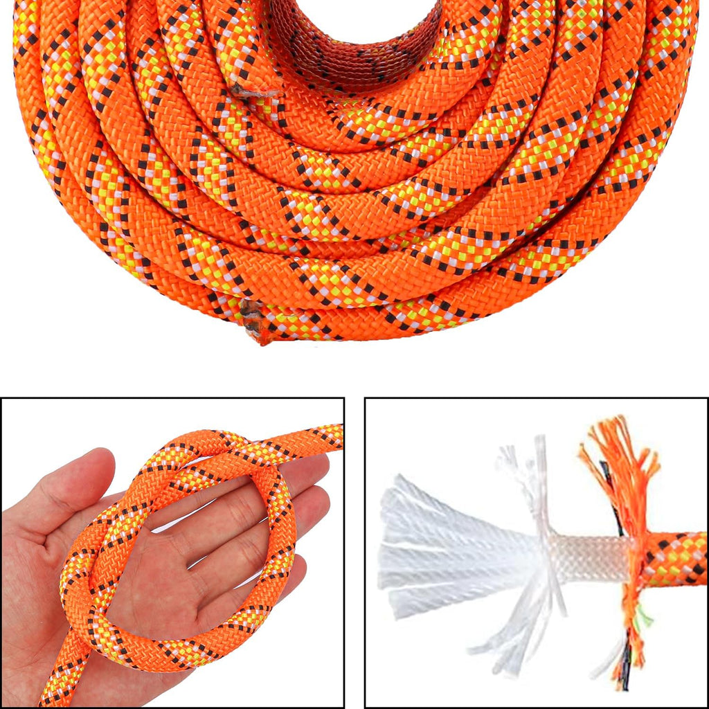 1/2 Inch 100 FT Tree Felling Rope, Professional Static Rope, Orange Versatile Arborist Logging Ropes for Tree Pulling, Bull Pulling, Sturdy Ropes for Adults, and More