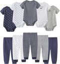 Baby Bodysuit and Pant Set 10-pcs Cotton Soft Newborn Boy Girl Clothes Outfits
