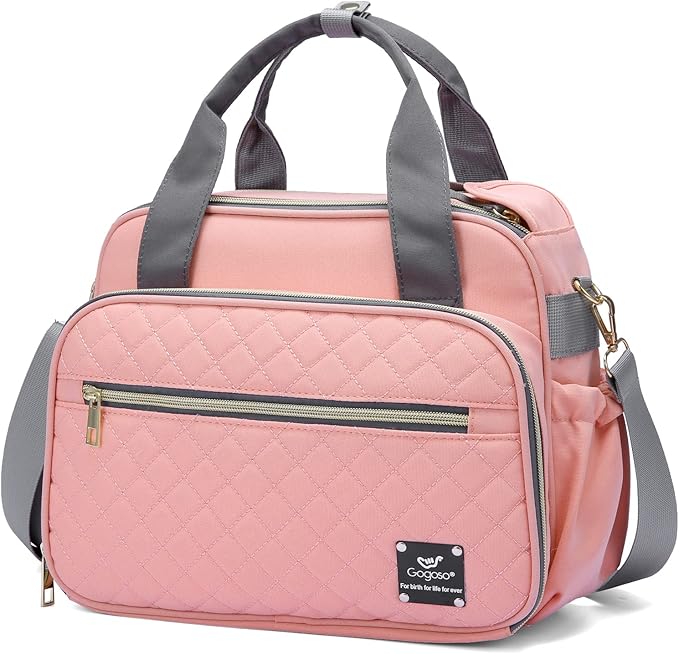 GOGOSO Crossbody Small Diaper Bag, Cute Mini Baby Diaper Tote Bags with Insulated Pockets for Traveling Outdoor Parent,Pink