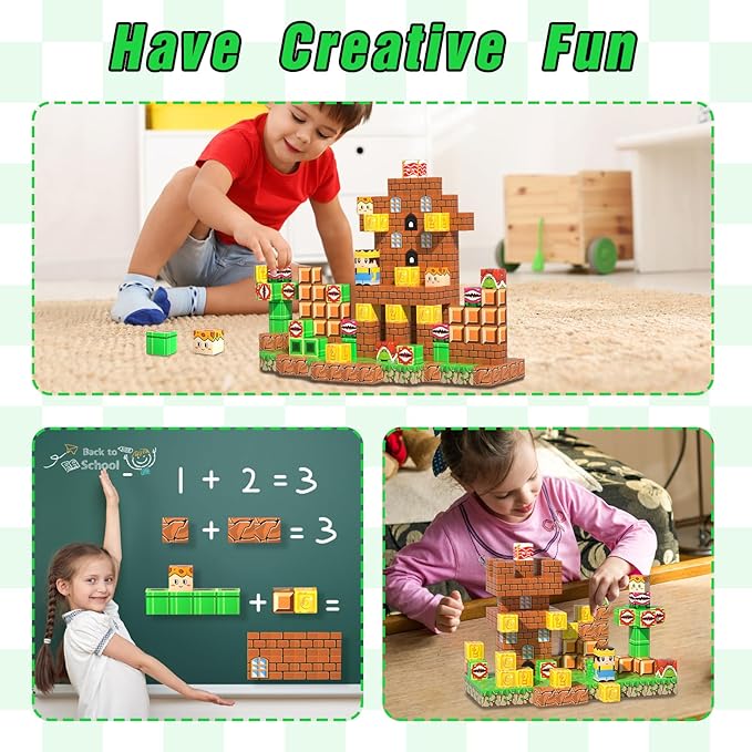 150PCS Magnetic Blocks STEM Toys for Kids, Magnetic Building Tiles Educational Construction Set with Storage Bag, Strong Magnets, Compatible with Major Brands, Gift for Ages 3 4 5 6 7 8+ Year Old