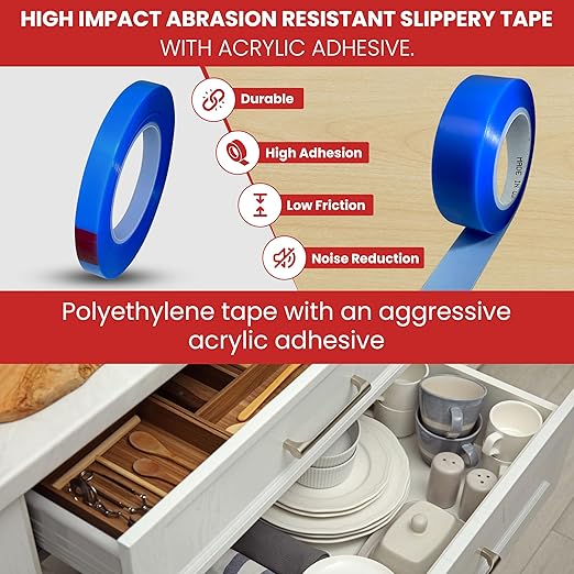GGR Supplies T.R.U. UHMW High Impact Abrasion Resistant Slippery Tape with Acrylic Adhesive. 36 Yards (1" (25 mm)