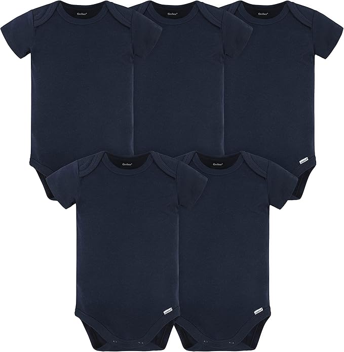 Gerber baby-boys 5 Pack Onesies Multi-packs Bundle Interlock 180 Gsm