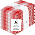 Christmas Kitchen Towels Set of 6 Red/White Checks, Reusable Cotton 20X30 Inches Dish Towel Highly Absorbent Premium Quality Ultra Soft Mitered Corners Kitchen Towels