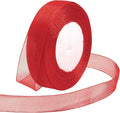 Ribbon for Gift Wrapping 3/4 inch Red Sheer Organza Ribbon for Flower Bouquet Tulle Thin Chiffon Ribbons for Wedding Invitations Christmas Halloween Presents Decorations Crafts 50 Yards