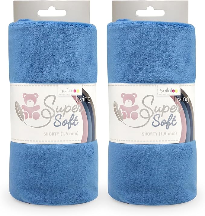 kullaloo Plush Fabric | Solid Dusk Blue Minky Fabric for Sewing (Pack of 2) | Super Soft Cuddle Material | 39.5x29.5 | Plushies, Baby Blankets, Pillows, Dog Beds, Cat Beds, Baby Accessories, Apparel