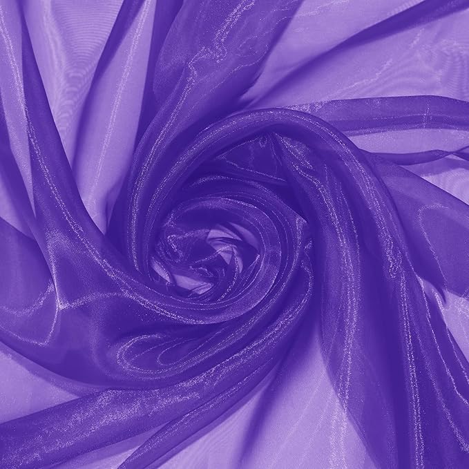 P Pothuiny Sheer Organza Fabric by The Yard, 3 Yards x 60 Inch Wide Bridal Purple Organza Tulle Fabric Roll Shiny Gauze Fashion Dress Sewing Craft for Wedding Party Decorations Backdrop