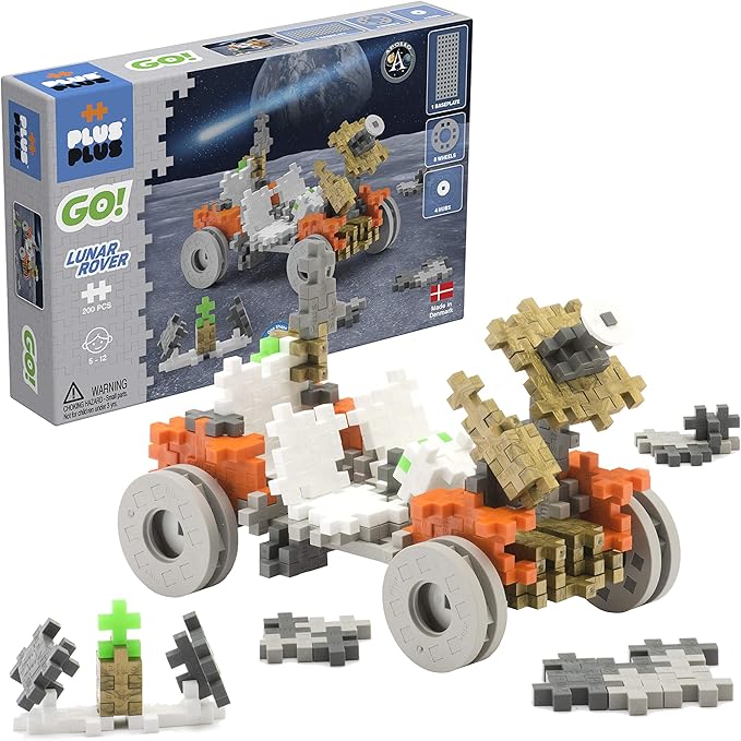 PLUS PLUS - GO! Lunar Rover - 200 Pieces - Model Space Vehicle Building Stem/Steam Toy, Interlocking Mini Puzzle Blocks for Kids