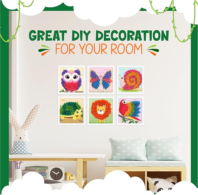 jackinthebox Poke Poke Art – Animals Theme, Mess-Free Fabric Art and Craft, Flower Pressing Kits, Gift for Kids, Girl Gifts, Boy Gift, Toys for Girls and Boys Ages 4 5 6 7 8