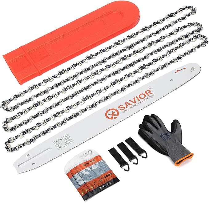Savior 16 Inch Replacement Chainsaw Bar & R56 Chain, 3/8"LP Pitch, .043" Gauge, 56 Drive Links, Fits EGO Power+, Echo, Craftsman, Poulan, Homelite, Husqvarna, Ryobi And More (623000), 3 Chains+ 1 Bar