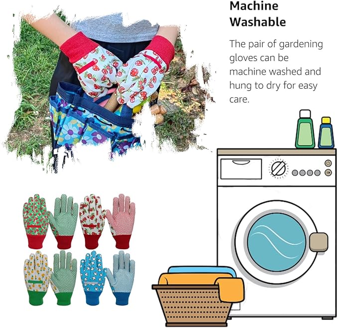 Kids Gardening and Garden Gloves for Toddler,Children's Yard Work Glove,Gift,Cute Pattern,Age3-8