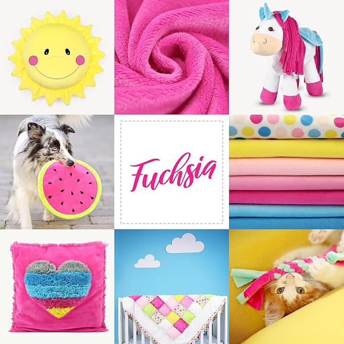 kullaloo Plush Fabric | Solid Fuchsia Minky Fabric for Sewing | Super Soft Cuddle Material | 39.5x29.5 | Plushies, Baby Blankets, Pillows, Dog Beds, Cat Beds, Beanies, Baby Accessories, Apparel