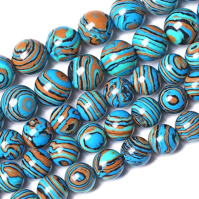 12MM Blue Malachite Beads Natural Stone Energy Healing Beads Round Loose Beads for Jewelry Making Bracelet 32pcs 15"