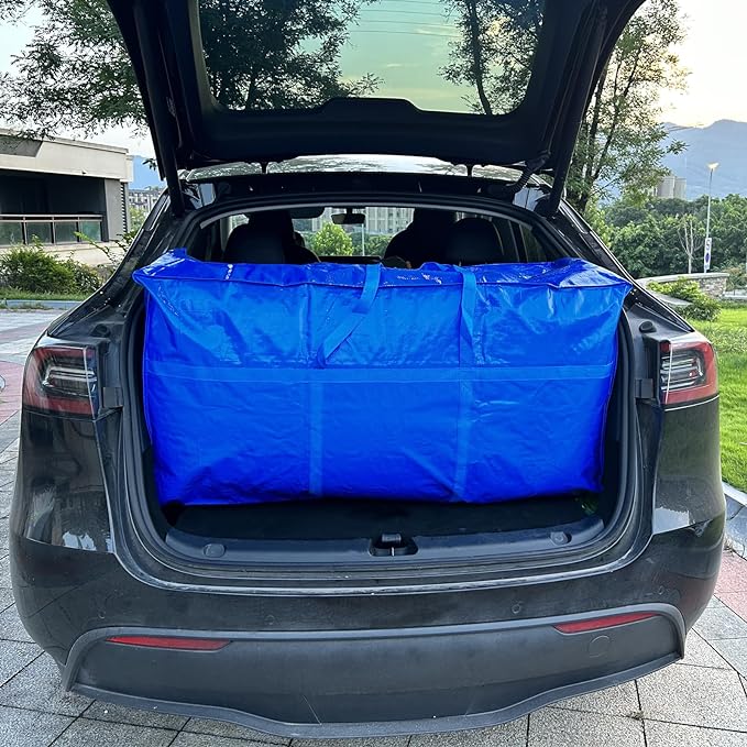 66 Gallon Extra Large Storage Bags, Huge Moving Bags Heavy Duty with Zipper and Stronger Handles, Big Foldable Duffle Bag for Travel, Storage Totes Moving Boxes for College, Christmas Tree,Blue,2 Pack