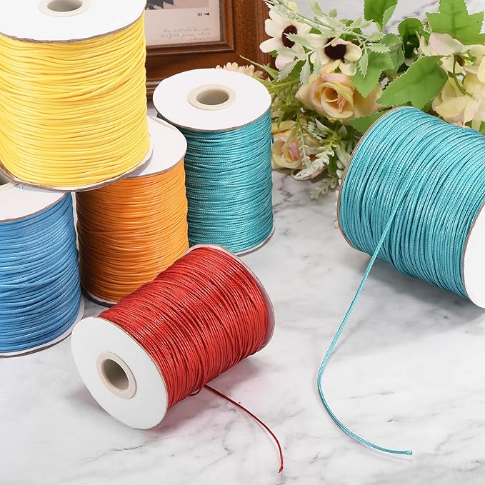 MECCANIXITY Waxed Cord 2mm Waxed Polyester Cord 98 Yard Wax String for Bracelet Making, Necklaces, Beading, Jewelry Making and DIY Crafts(Brown)